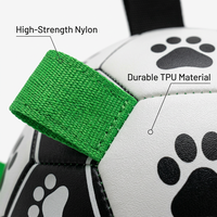 Ballon de football interactif pour chien avec longue sangle et poignées, jouet flottant en TPU pour animaux de compagnie