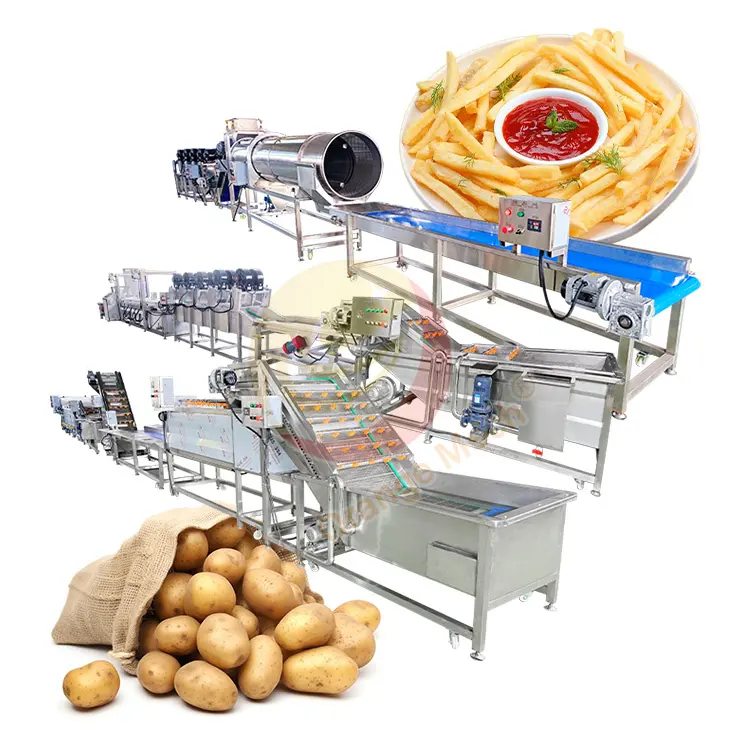 Ligne De Frite Semi Automatique Pequena Escala Fresco Francês Fried Crispy Batata Chips Linha De Produção