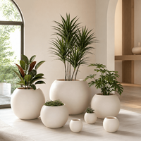 Pot de fleurs rond en plastique moderne pour l'intérieur et l'extérieur, léger, décoratif, aspect céramique, pot de jardin en plastique