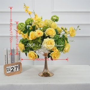 DKB Wholesale Wedding Centerpieces Table Decorations Silk <b>Artificial</b> Yellow Green <b>Flower</b> Ball for Wedding Decoration - Product Image 2