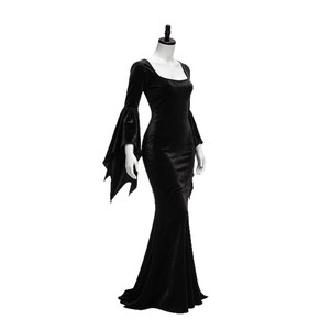 Vestido largo gótico de sirena para mujer, disfraz de Halloween, alas de murciélago, vampiro, bruja, fiesta, actuación en escenario, material sintético - Product Image 3