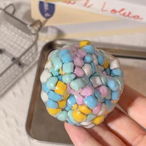 TPR <b>Bead</b> Ball Squishy Toy Colorful Foam Filled Squeeze Stress Relief Ball Sensory Fidget Toy Macaron Party Favor Desk Decor - Product Image 2
