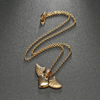 Dame Ange Ailes Collier couleur Or Titane Acier Collier Coeur