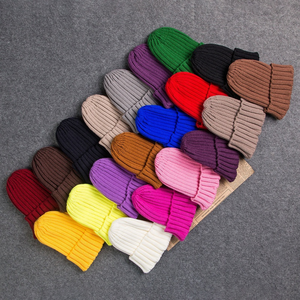 Chapeau <span class=keywords><strong>femme</strong></span> unisexe coton mélanges solide chaud doux tricoté chapeaux hommes casquettes d'hiver femmes Skullies bonnets pour fille en gros - Product Image 2