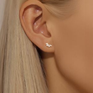 Boucles d'oreilles pendantes en argent sterling S925 plaqué or, forme goutte d'eau, marquise, carrée irrégulière, pétale, avec zircon cubique, pour femme - Product Image 5