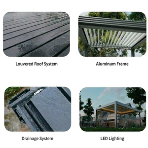 Pergola bioclimatique moderne en aluminium pour extérieur, imperméable, avec <span class=keywords><strong>rideau</strong></span> roulant automatique, pour patio, jardin, ou gazebo. - Product Image 6