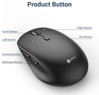 Souris Bluetooth IClever, souris sans fil double mode pour ordinateur portable, rechargeable par USB-C, clic silencieux, souris ergonomique portable