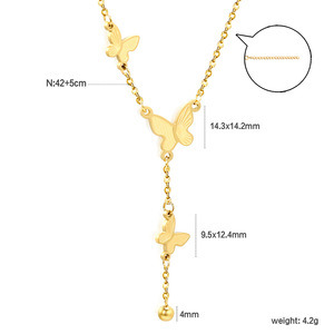 จี้ผีเสื้อทองสร้อยคอสแตนเลสพร้อมเครื่องประดับเหล็กไทเทเนียมของขวัญสำหรับผู้หญิงสร้อยคอแฟชั่น NE2D5201G - Product Image 3