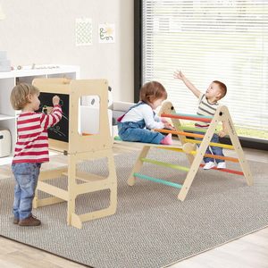 Ensemble de jeux d'escalade 8 en 1 pour tout-petits, structure de jeu pliable en bois Montessori avec tour pour tout-petits - Product Image 1