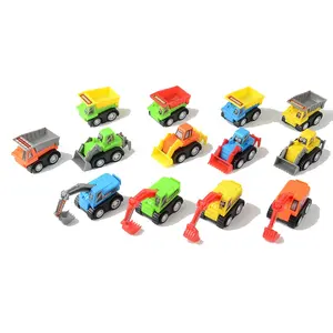 塑料拉回汽车迷你建筑工程车玩具 12pcs车辆玩具车套件派对用品
