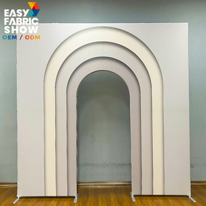 Elegante <span class=keywords><strong>Sfondo</strong></span> Bianco Multistrato ad Arco in Tessuto Tensionato <span class=keywords><strong>per</strong></span> Cerimonie Nuziali e Ricevimenti di Fidanzamento - Product Image 1