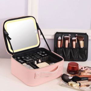 Sac de maquillage de voyage portable de haute qualité professionnel avec logo personnalisé, sac de maquillage de voyage en cuir petit et bon marché - Product Image 4