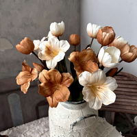 Fleur artificielle KW-F207 à 2 têtes, style moka, toucher réel, vintage automne, pour décoration de centre de table ou vase à la maison