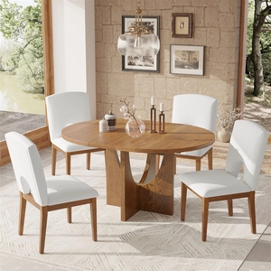 <span class=keywords><strong>TOPMAX</strong></span> Ensemble de table à manger moderne en bois extensible 5 pièces, design confortable et réglable, plateau amovible de 16,2 pouces pour petits espaces - Product Image 1