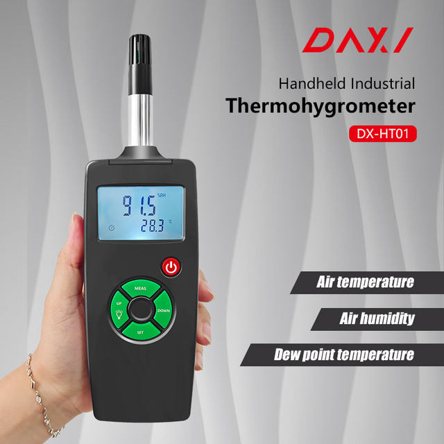 DAXI Handheld Digital Temperature and Humidity Meter Portable Thermo Hygrometer for HVAC System