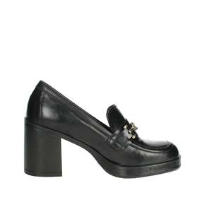 Mocassins à talon carré en cuir noir pour femme, taille 8 - Product Image 4