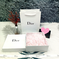 Boîte cadeau vide pour rouge à lèvres et parfum de marque D, sac fourre-tout cosmétique en carton gris estampé