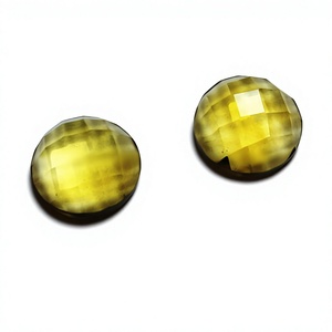 Vente en gros de pierres précieuses naturelles en citrine jaune, taille ronde de 10 mm, coupe à carreaux, pour la fabrication de bijoux, bracelets, colliers, boucles d'oreilles - Product Image 1