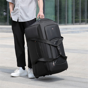 Foldable Soft Spinner Suitcase Luggage Travel Bag Portable Gym Duffle Bag Checked Roller Trolley Carry-On Luggage <b>Trolly</b> Bag - Product Image 6