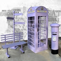 Support de décoration de mariage OEM en fer et métal, cabine téléphonique rose de Londres à vendre