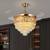 Ventilateur de plafond en cristal avec lumière, ventilateur silencieux à télécommande pour salon, lumière moderne pour chambre à coucher
