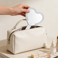 Espejos de Mano con Forma de Corazón de Diferentes Tamaños, Personalizados, al por Mayor, Espejo de Mano Compacto con LED en Forma de Corazón para San Valentín, Portátil