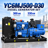 Générateur diesel de type ouvert Yuchai YC6MJ500-D30 300 kW 375 kVA, 50 Hz, 1500 tr/min, triphasé, pour l'alimentation électrique industrielle des usines