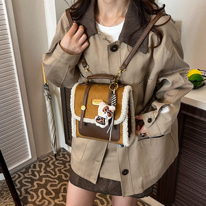 Mochila Vintage Feminina de Couro PU Impermeável com Veludo e Fecho de Zíper, Bolsa de Ombro Estilo Plush - Product Image 5