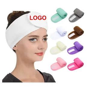 Customise Elastic Spa Hairband Makeup Face Wash Embroidered Headbands Spa Bath Hair Band Headband logo