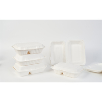 Boîte à lunch de canne à sucre de bagasse pratique et respectueuse de l'environnement N600ml Boîte à lunch en papier Boîte à bagasse verrouillée