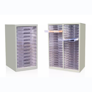 Armoire de rangement moderne à cadre métallique, réglable, avec tiroirs transparents multi-niveaux, organisateur de pièces, matériel, fournitures de bureau, petits articles - Product Image 3