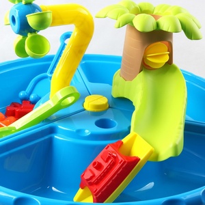 Table de jeu aquatique et de sable en plastique pour enfants, grand modèle circulaire, pour intérieur/extérieur, avec outils de creusement - Product Image 2