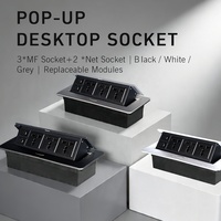 Prise escamotable Soft-Lift, 3 prises multifonctions + 2 prises réseau, 16 ampères, pour plan de travail de cuisine, bureau