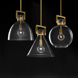 Restoration Pendant Lighting Hardware Industrial Brass frame Pendant Lights for Kitchen Island Dining Room Bedroom