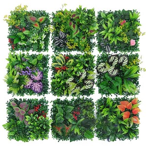 YOPIN-5062 usine vente 25*25cm plante artificielle feuille verte mur <span class=keywords><strong>faux</strong></span> mur d'herbe pour la décoration intérieure - Product Image 1