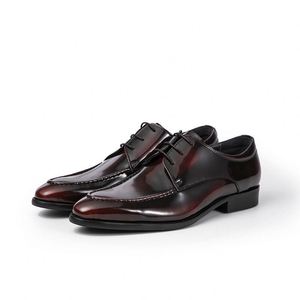Zapatos de cuero estilo inglés, redondos, marrones, de diseñador, para hombre, con cordones, de cuero genuino de alta calidad, informales. - Product Image 3