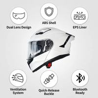 Casco Modular Abatible de ABS al por Mayor con Doble Lente Antivaho y Visera Solar, Casco Integral de Motocicleta Negro Unisex Listo para Usar