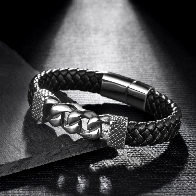 X317 Wholesale Vintage Black Men's Bracelet Magnetic Clasp Bangle