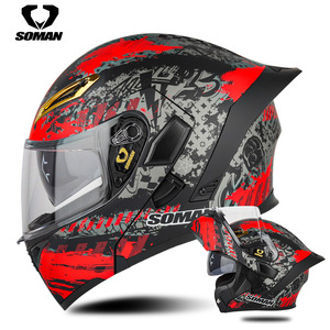 Casco <span class=keywords><strong>de</strong></span> Motocicleta Recién Mejorado con Doble Visor para Hombres y Mujeres, con Cara Expuesta para Protección y Seguridad en la Conducción en Todas las Estaciones - Product Image 3