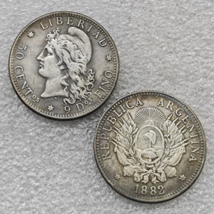 ARGENTINA 1881,1882,1883 50 CENTAVOS Monete Commemorative in Stile Antico, Regali, Decorazione per la Casa - Product Image 2