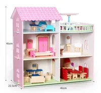 Herstellung Indoor Playing Imagination Rosa Farbe Puppenhaus mit Möbeln Kinderspiel zeug