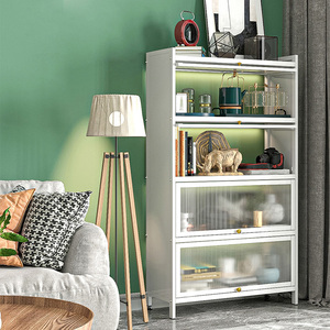Mueble de Cocina Moderno <span class=keywords><strong>Steelite</strong></span> con Puerta de PP para Estante de Piso Desmontable de Tres Niveles, Estante de Almacenamiento Metálico Ecológico - Product Image 4