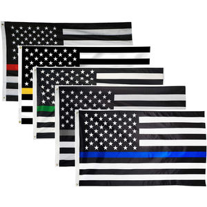 Bandiera Americana Thin Red Line 3x5 Piedi - Strisce Bianche Rosse e Nere, Bandiera Commemorativa per Vigili del Fuoco - Product Image 1