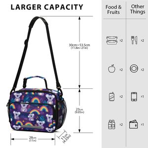 Australian Koala Rainbow Custom Design Nylon Portable School Food Storage Kids Insulated Lunch Bag for Boys & Girls - Product Image 2