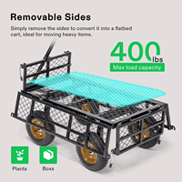 Chariot de jardinage industriel robuste et portable, conteneur à roulettes, chariot mobile, chariot utilitaire d'atelier, plateau en acier, quatre roues