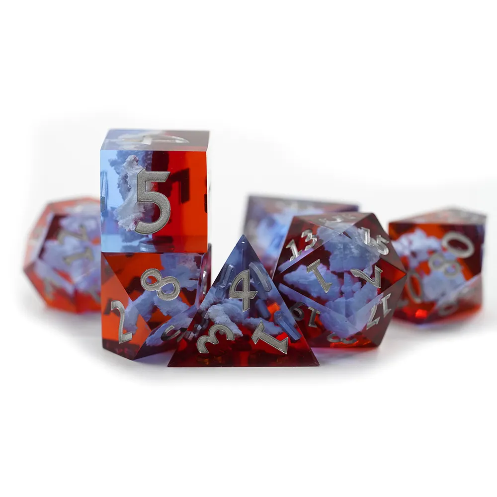 Nuovi prodotti caldi 16Mm rosso 7 pezzi personalizzati Dnd resina poliedrica gioco di ruolo Dnd dadi Set