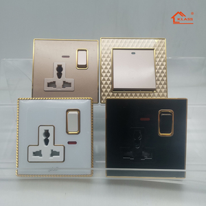 Iraq saudita blanco gris negro plata metal línea 5pin socket 3pin 13a 16a 3 pin universal 1 gang interruptor de botón pulsador - Product Image 6