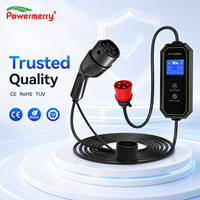 Chargeur EV portable 11 kW 16 A Type 2 400 Vca Triphasé Prise CEE IP65 RCD Courant réglable pour la recharge domestique et en garage en Europe