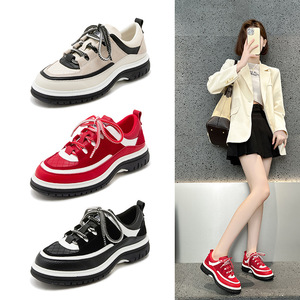 Baskets plateforme épaisses rétro colorblock pour femmes, chaussures décontractées antidérapantes à lacets style Dad Shoes - Product Image 1