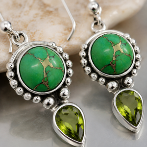 Orecchini Pendenti Vintage Verde-Blu per Donna, Gioielli Eleganti e alla Moda - Product Image 6